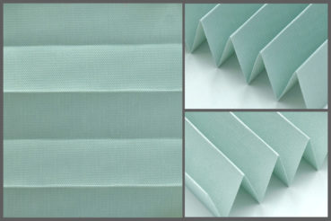 Tkanina plisowana Allegro Pearl 10456 w kolorze morskim – materiał do zasłon okiennych z eleganckim połyskiem.