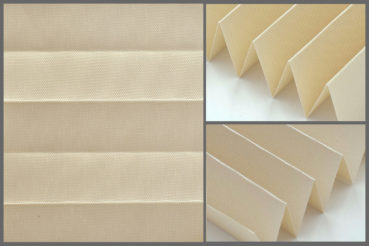 Tkanina plisowana Allegro Pearl 7705 w kolorze piaskowym – materiał do zasłon okiennych z eleganckim połyskiem.