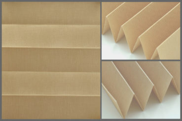 Tkanina plisowana Allegro Pearl 7705 w kolorze beżowym – materiał do zasłon okiennych z eleganckim połyskiem.