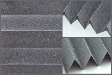 Tkanina plisowana Basel Pearl 1267 o delikatnie zaciemniającej strukturze, idealna do rozjaśnionych wnętrz w kolorze grafitowym