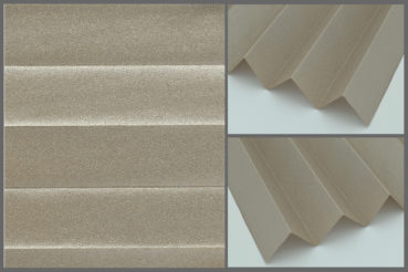 Tkanina Crepe Metalic P-304 w kolorze szampańskim - nowoczesna tkanina do plis o wysokiej przezierności