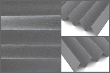 Tkanina Crepe Metalic P-309 w kolorze szarym- nowoczesna tkanina do plis o wysokiej przezierności