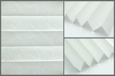 Tkanina Crush Pearl 5174 w kolorze szarym o elegancko pomarszczonej fakturze, przepuszczająca światło	