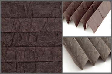 Tkanina Crush Pearl 7094 w kolorze brązowym o elegancko pomarszczonej fakturze, przepuszczająca światło