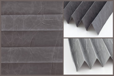 Tkanina Crush Pearl 7100 w kolorze wiśniowym o elegancko pomarszczonej fakturze, przepuszczająca światło