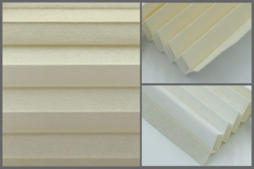 Tkanina plisowana Disco 8150 w kolorze piaskowym – materiał do zasłon okiennych o strukturze plastra miodu.