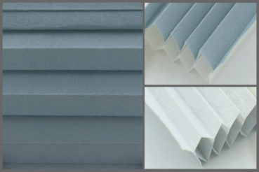 Tkanina plisowana Disco 8154 w kolorze ciemnożółtym – materiał do zasłon okiennych o strukturze plastra miodu.