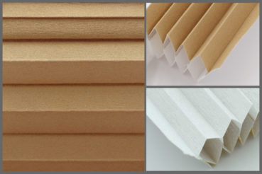 Tkanina plisowana Disco 8155 w kolorze ciemnożółtym – materiał do zasłon okiennych o strukturze plastra miodu.