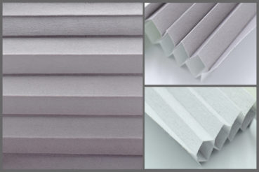 Tkanina plisowana Disco 8160 w kolorze jasnoszarym – materiał do zasłon okiennych o strukturze plastra miodu.