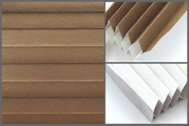 Tkanina plisowana Disco 8161 w kolorze brązowym – materiał do zasłon okiennych o strukturze plastra miodu.