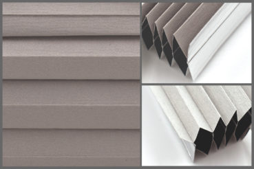 Tkanina plisowana Disco Blo 9208 w kolorze szarym – materiał do zasłon okiennych o strukturze plastra miodu