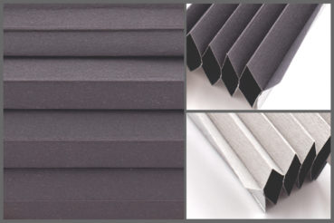 Tkanina plisowana Disco Blo 9209 w kolorze czarnym – materiał do zasłon okiennych o strukturze plastra miodu.