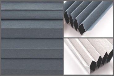 Tkanina plisowana Disco Blo 9211 w kolorze ciemnoniebieskim – materiał do zasłon okiennych o strukturze plastra miodu.