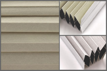 Tkanina plisowana Disco Blo 9212 w kolorze kremowym – materiał do zasłon okiennych o strukturze plastra miodu.