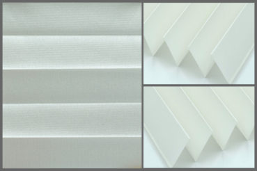 Tkanina plisowana Metallic 7350 z zaciemniającą strukturą w kolorze białym i srebrzystym tyłem odbijającym promienie słoneczne	