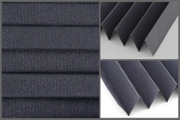 Tkanina plisowana Metallic 7351 z zaciemniającą strukturą w kolorze czarnym i srebrzystym tyłem odbijającym promienie słoneczne	