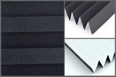 Tkanina plisy Moon Blo 10656 w kolorze czarnym - materiał plisowany z powłoką gumowaną