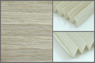 Tkanina plisowana Porto Pearl 7780 o półprzepuszczającej strukturze i słomkowanej fakturze w kolorze kości słoniowej