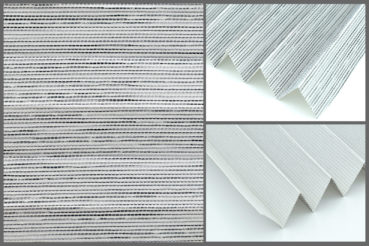 Tkanina plisowana Porto Pearl 7781 o półprzepuszczającej strukturze i słomkowanej fakturze w kolorze szarym