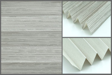 Tkanina plisowana Porto Pearl 8261 o półprzepuszczającej strukturze i słomkowanej fakturze w kolorze białym