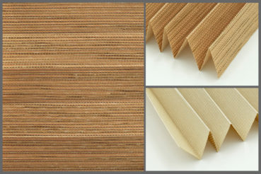 Tkanina plisowana Porto Pearl 8266 o półprzepuszczającej strukturze i słomkowanej fakturze w kolorze pomarańczowym