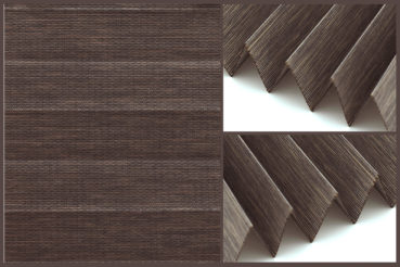 Tkanina plisowana Prato 10757 o delikatnej strukturze i przepuszczająca światło w kolorze głębokiego brązu.