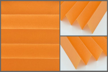 Presto P108 – uniwersalna tkanina plisowana do wnętrz, zapewniająca naturalne oświetlenie w kolorze pomarańczowym.	