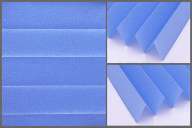 Presto P117 – uniwersalna tkanina plisowana do wnętrz, zapewniająca naturalne oświetlenie w kolorze jasnoniebieskim.	