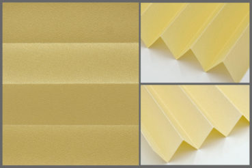 Tkanina plisowana Presto Pearl P204 o subtelnie zaciemniającej strukturze, zachowująca jasność we wnętrzu w kolorze żółtym	