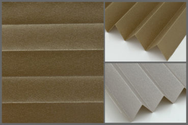 Tkanina plisowana Presto Pearl P206 o subtelnie zaciemniającej strukturze, zachowująca jasność we wnętrzu w kolorze jasnobrązowym	