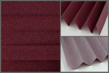 Tkanina plisowana Presto Pearl P210 o subtelnie zaciemniającej strukturze, zachowująca jasność we wnętrzu w kolorze bordowym