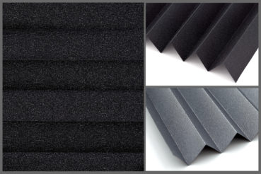 Tkanina plisowana Presto Pearl P214 o subtelnie zaciemniającej strukturze, zachowująca jasność we wnętrzu w kolorze czarnym	