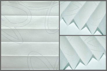 Tkanina Sunshine 820134 w kolorze kremowej bieli z delikatnym wzorem i firanową strukturą, przepuszczająca światło	