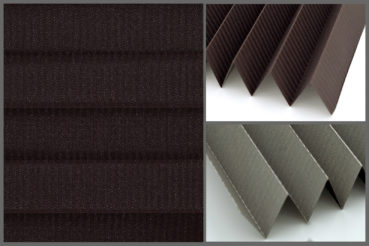 Tkanina plisowana Tosca Pearl 7433 z zaciemniającą strukturą w kolorze brązowym i srebrzystym tyłem odbijającym promienie słoneczne	