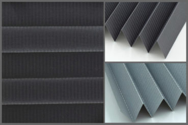 Tkanina plisowana Tosca Pearl 7437 z zaciemniającą strukturą w kolorze ciemnoszarym i srebrzystym tyłem odbijającym promienie słoneczne